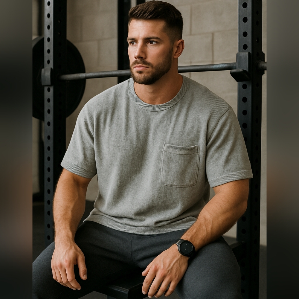 Limited Alphalete Gray Textured Short Sleeve Tee